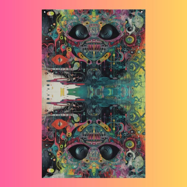 Psychedelic Festival Flag - 100% Polyester Wall Art for Rave Vibes