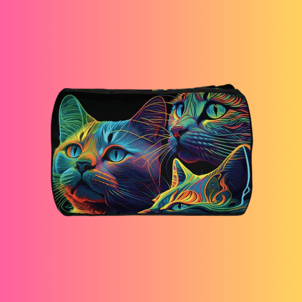 Neon Psychedelic Cat Festival Travel Bag