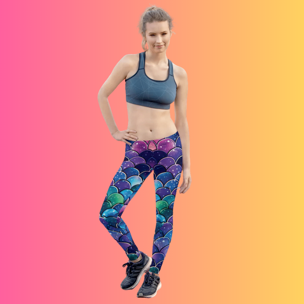 Vibrant Mermaid Scale Leggings for Rave & Festival Vibes