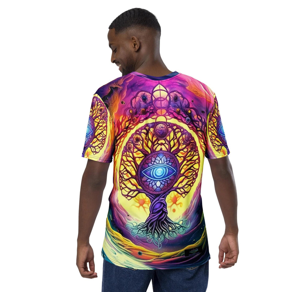 Galactic Vision Tree Men's T-Shirt for Epic Festival Vibes
