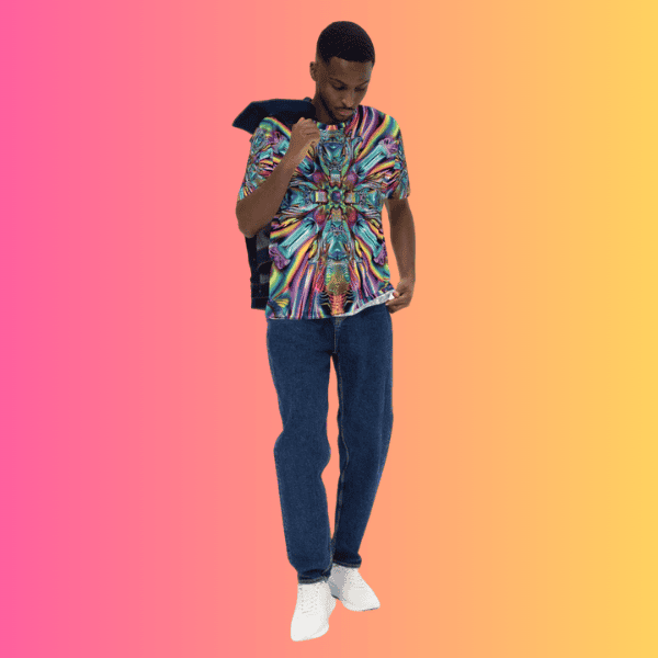Vibrant Trippy Abstract Festival T-Shirt for Men – Perfect for Raving and Music Events