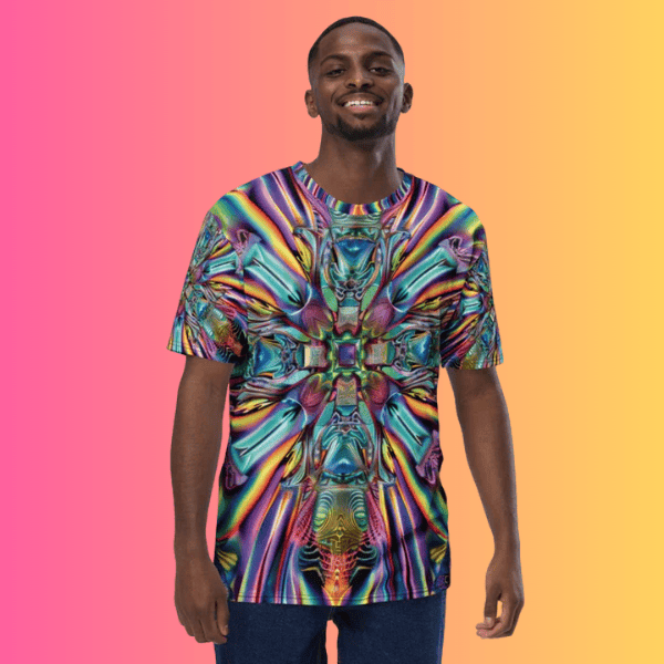 Vibrant Trippy Abstract Festival T-Shirt for Men – Perfect for Raving and Music Events