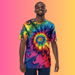 Vibrant Tie-Dye Men's T-Shirt for Raves and Festivals