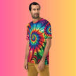 Vibrant Tie-Dye Men's T-Shirt for Raves and Festivals