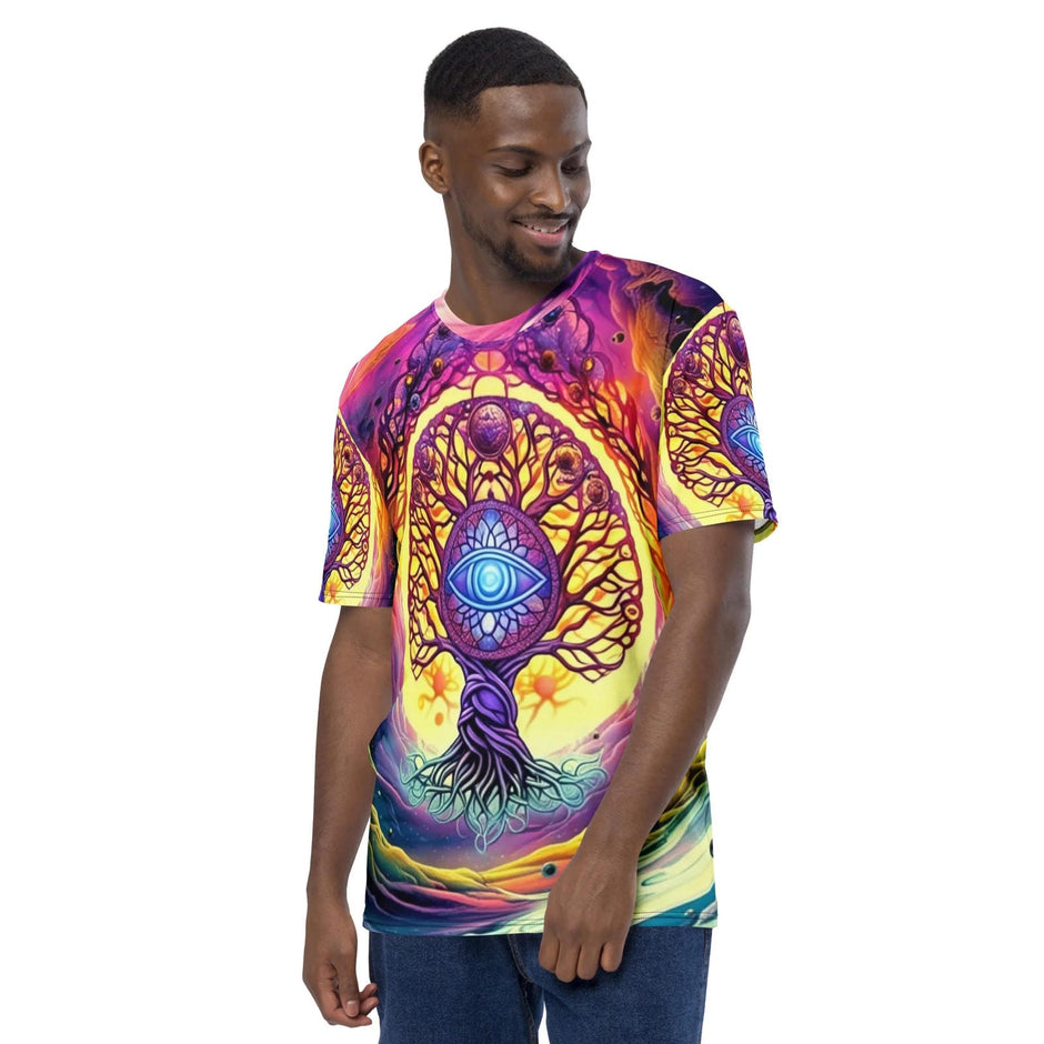Galactic Vision Tree Men's T-Shirt for Epic Festival Vibes