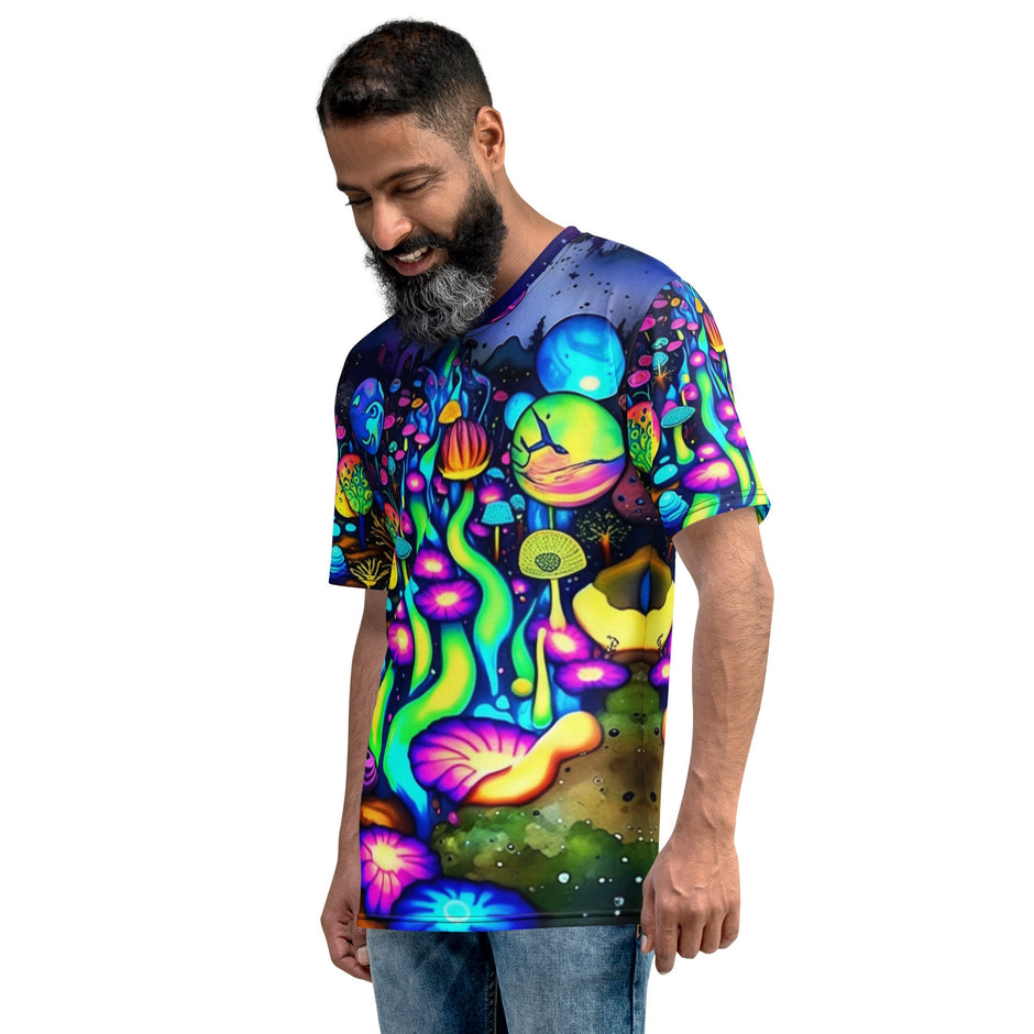 Vibrant Neon Rave Men's T-Shirt for EDM Festivals