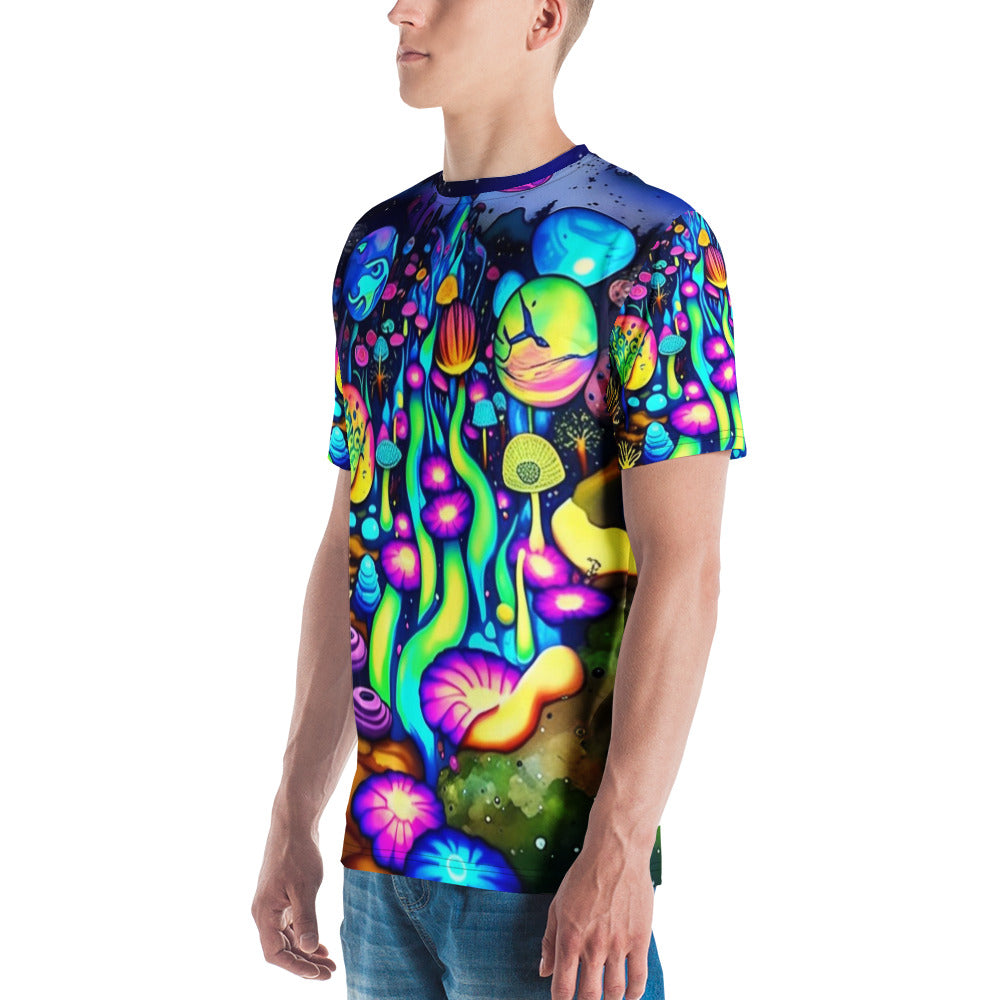 Vibrant Neon Rave Men's T-Shirt for EDM Festivals