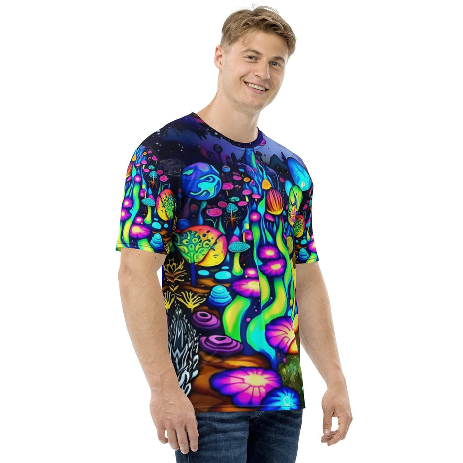 Vibrant Neon Rave Men's T-Shirt for EDM Festivals