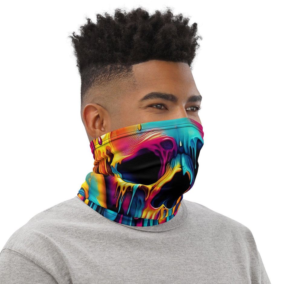 Playful Dripping Skull Neck Gaiter for Festivals