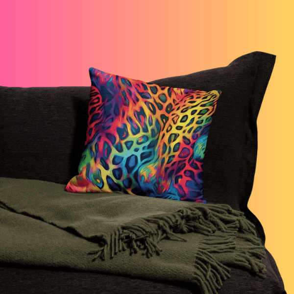 Vibrant Neon Leopard Print Festival Pillow - Elevate Your Rave Experience