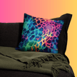 Vibrant Neon Leopard Print Festival Pillow - Elevate Your Rave Experience