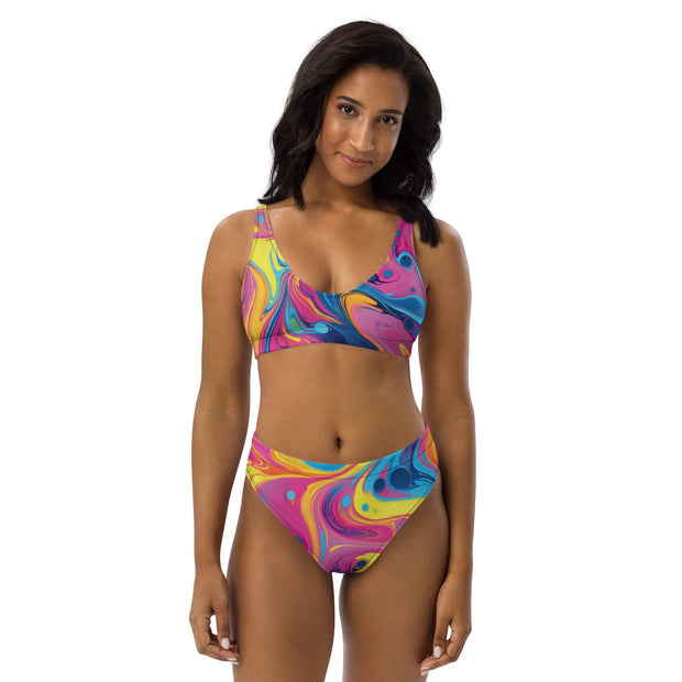 Swirl Abstract High-Waisted Bikini - Festival Ready Style