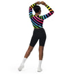 Neon Rainbow Stripe Long-Sleeve Crop Top for Festival Vibes