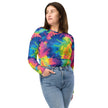 Vibrant Tie-Dye Long-Sleeve Crop Top for Raves and Festivals