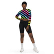Neon Rainbow Stripe Long-Sleeve Crop Top for Festival Vibes