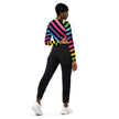 Neon Rainbow Stripe Long-Sleeve Crop Top for Festival Vibes