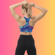 Vibrant Abstract Longline Sports Bra for Music Festivals and Raves