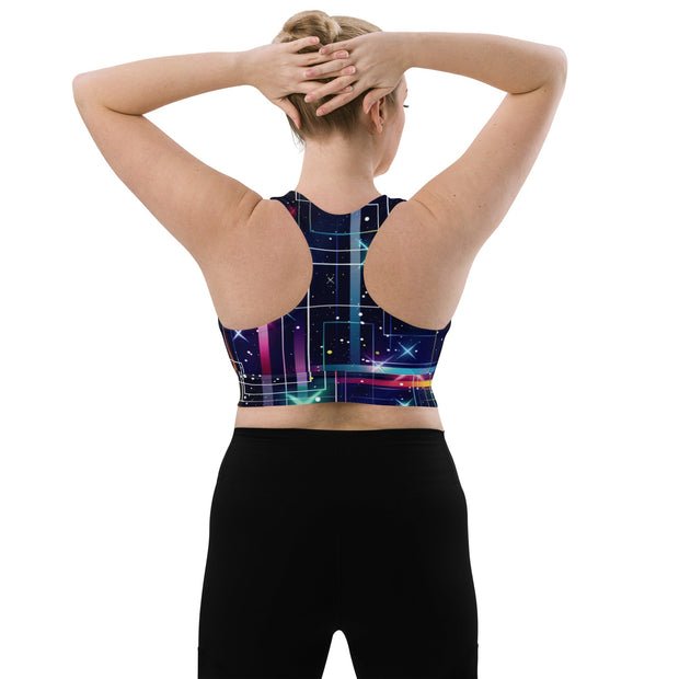 Psychedelic Longline Sports Bra for Raves & Festivals