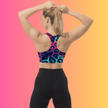 Neon Leopard Print Longline Sports Bra for Festival Vibes