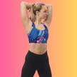 Vibrant Abstract Longline Sports Bra for Music Festivals and Raves