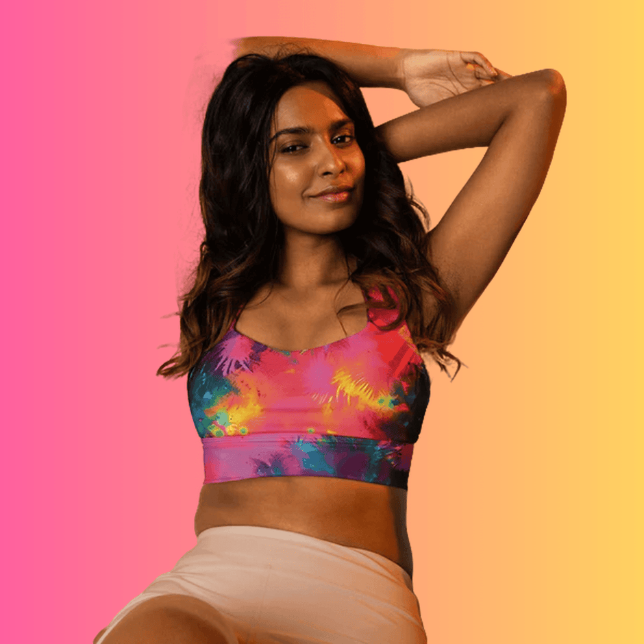 Vibrant Tie-Dye Longline Sports Bra for Rave Enthusiasts
