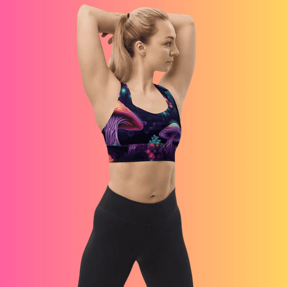 Mushroom Longline Sports Bra for Raves and Festivals