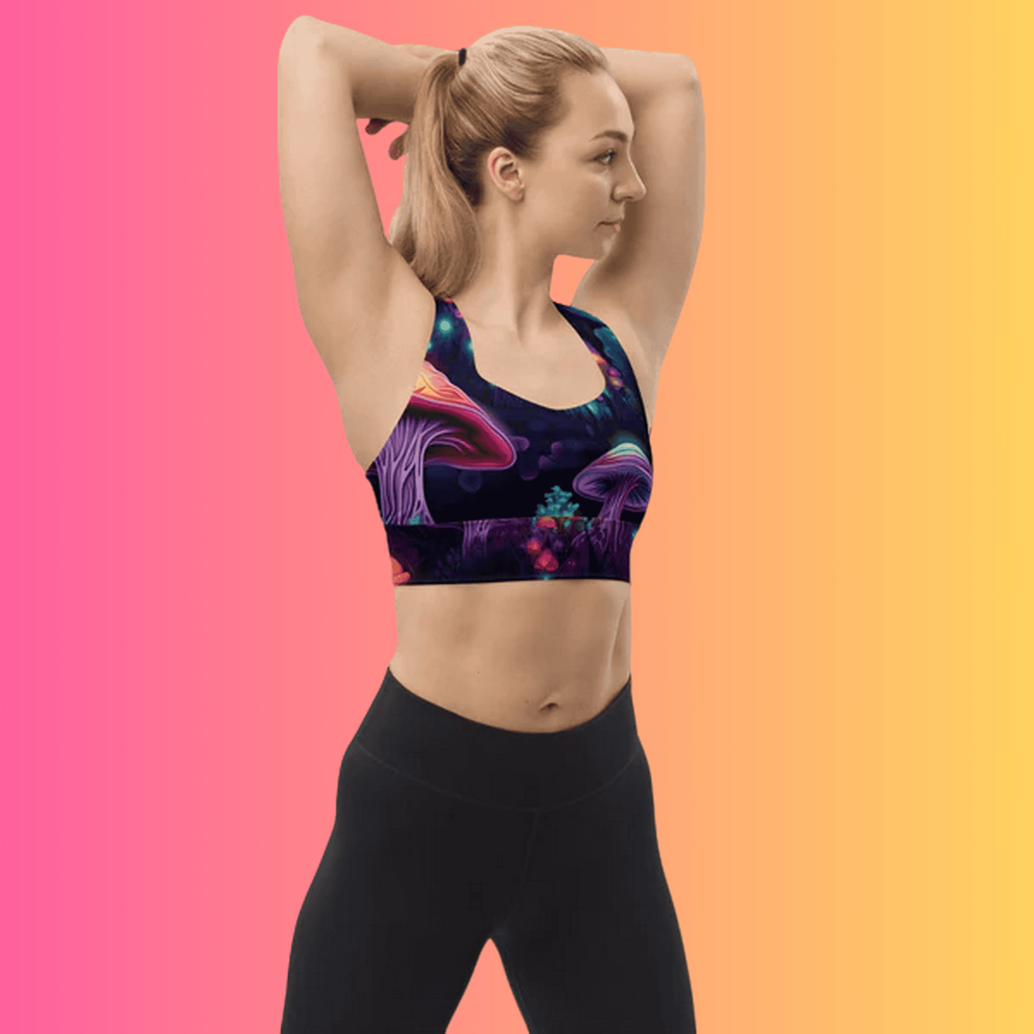 Mushroom Longline Sports Bra for Raves and Festivals