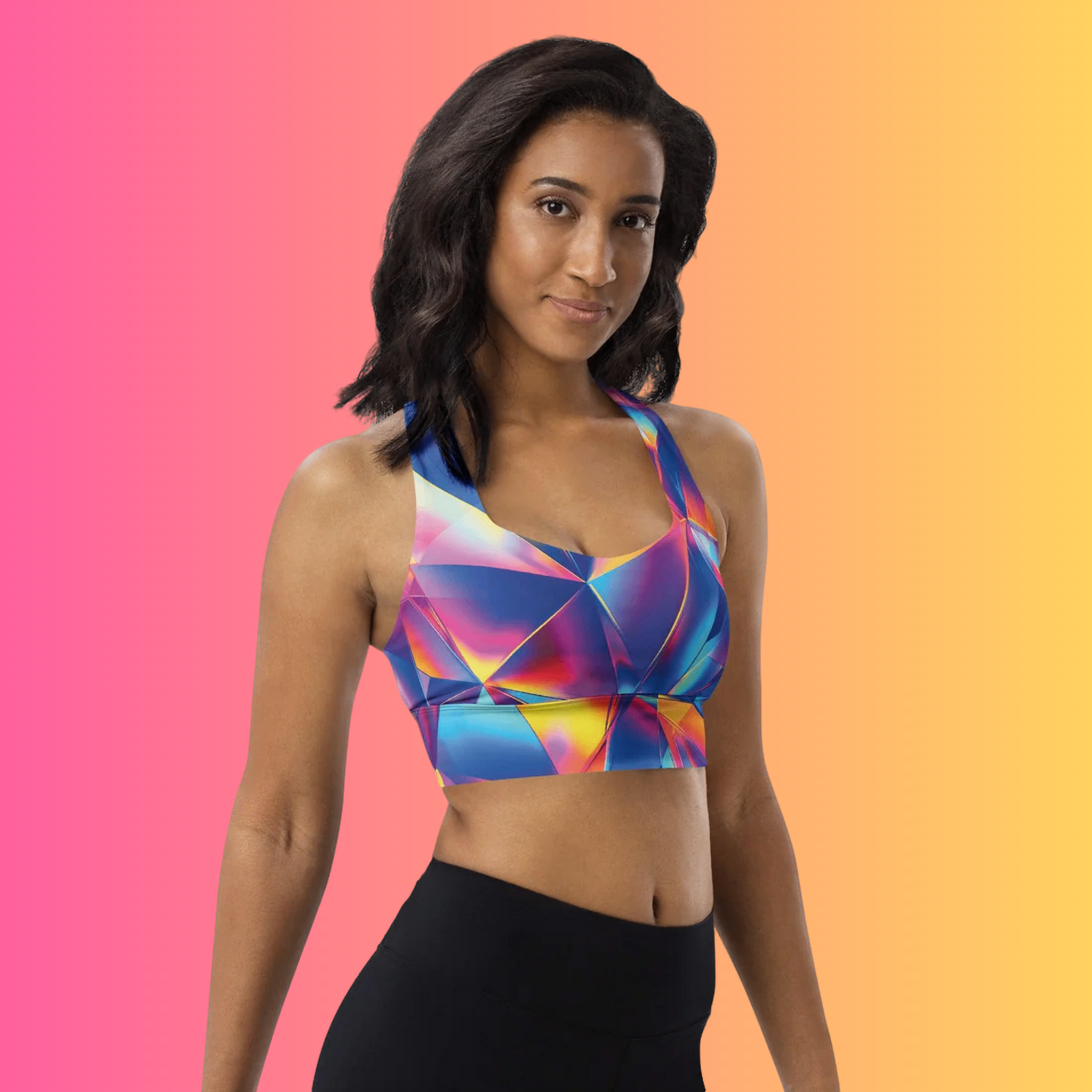 Vibrant Longline Sports Bra for EDM Lovers