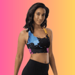Vibrant Paint Splatter Longline Sports Bra for Rave Enthusiasts