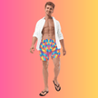 Vibrant Abstract Swim Shorts for Raves & Festivals