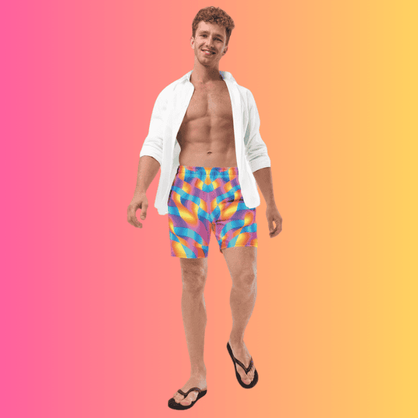 Vibrant Abstract Swim Shorts for Raves & Festivals
