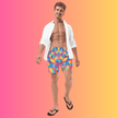 Eco-Friendly Abstract Swim Shorts for EDM Festivals