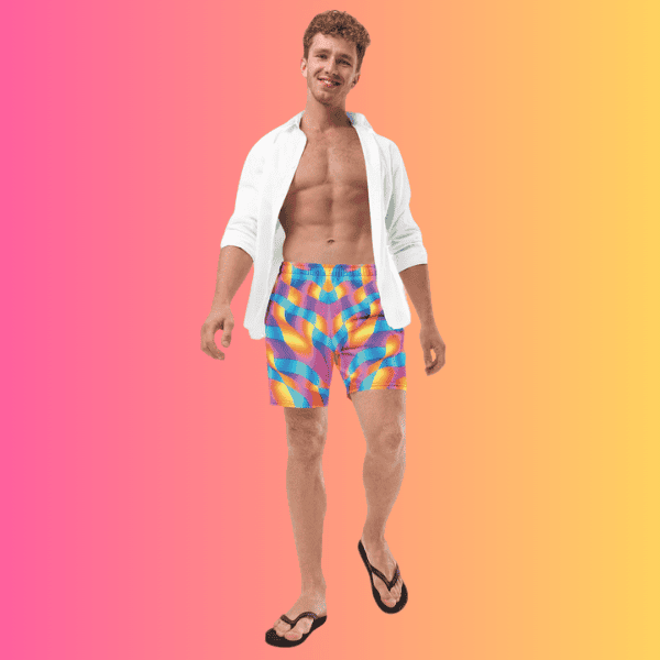 Eco-Friendly Abstract Swim Shorts for EDM Festivals