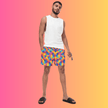 Bold Abstract EDM Swim Shorts for Festivals and Raves