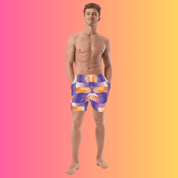 Vibrant Abstract Swim Shorts for Raves and Festivals