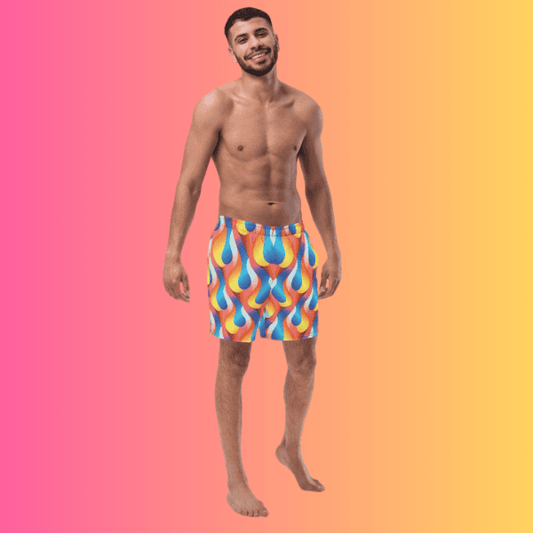 Vibrant Abstract Swim Shorts for EDM Festivals & Raves