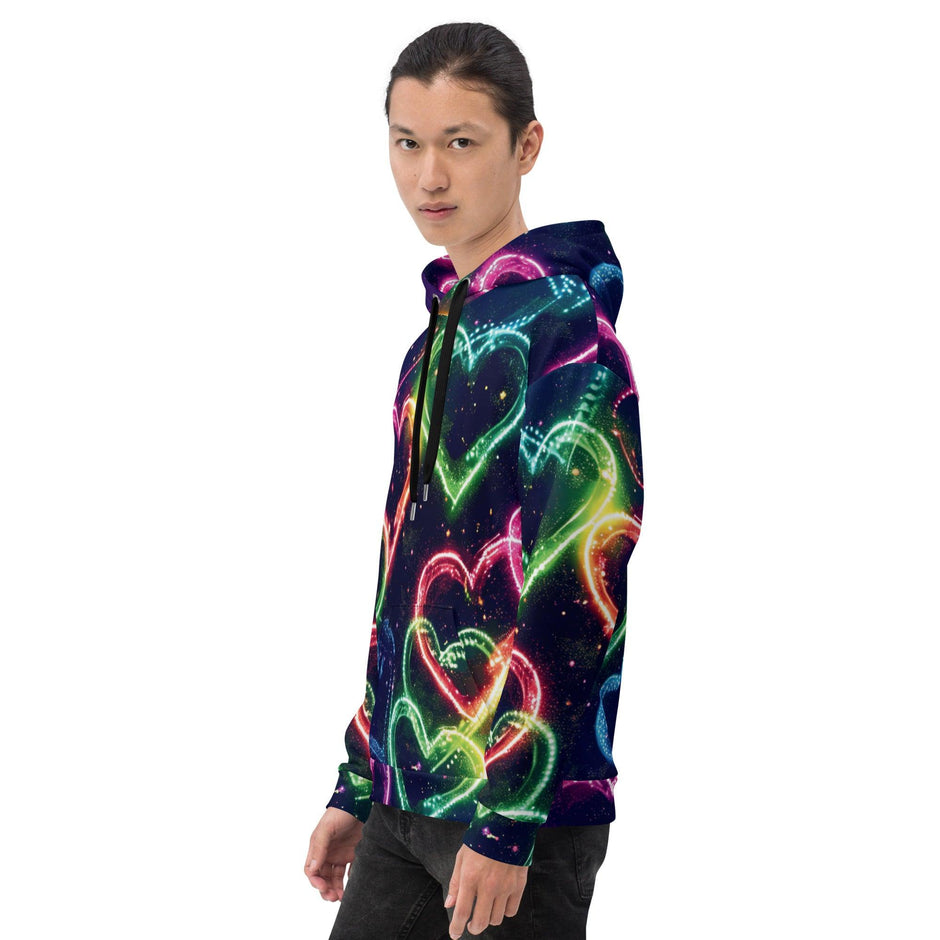 Vibrant Neon Heart Unisex Festival Hoodie