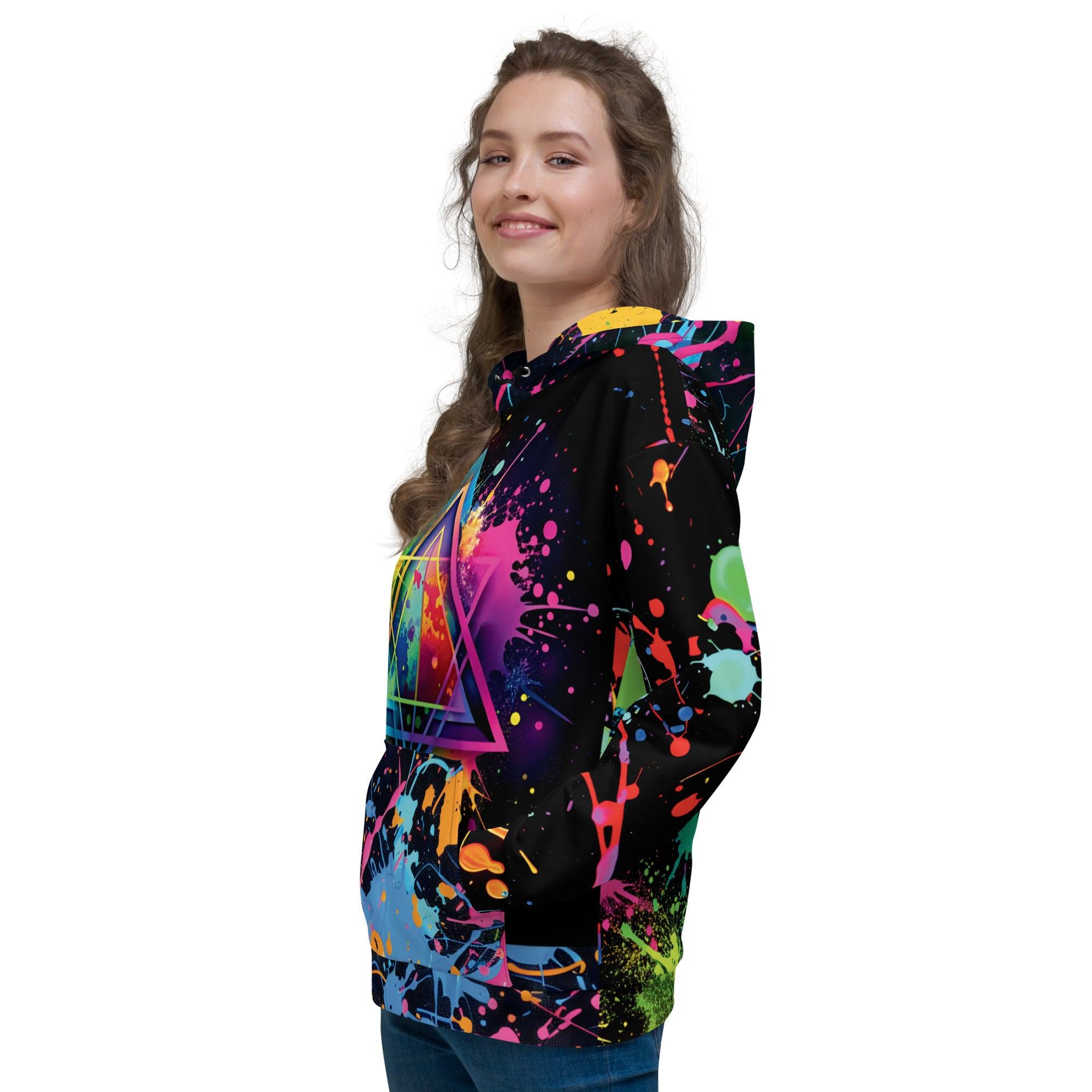 Vibrant Triangle Paint Splash Unisex Hoodie
