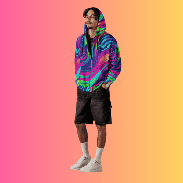 Vibrant Eco-Friendly Unisex Zip Hoodie for Festival Vibes