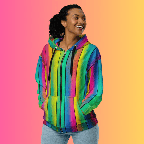 Eco-Friendly Unisex Zip Hoodie with Moon Patch for Rave Culture