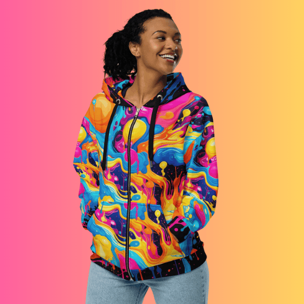 Playful Unisex Eco-Friendly Zip Hoodie - Ultimate Comfort for Rave Vibes
