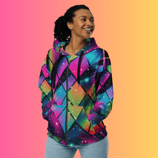 Eco-Friendly Unisex Zip Hoodie for Festivals and Raves