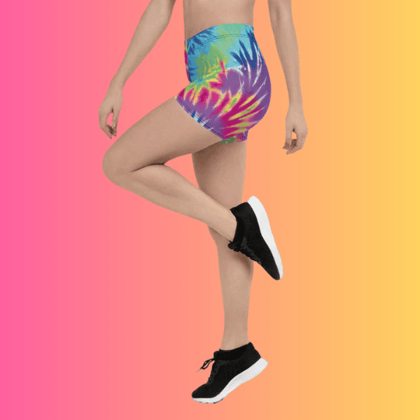 Vibrant Neon Tie-Dye Dance Shorts for EDM Festivals