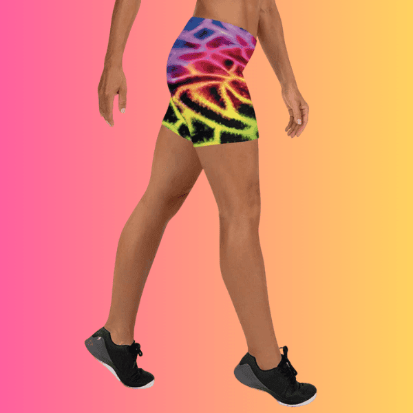 Vibrant Neon Leopard Rave Shorts for EDM Festivals