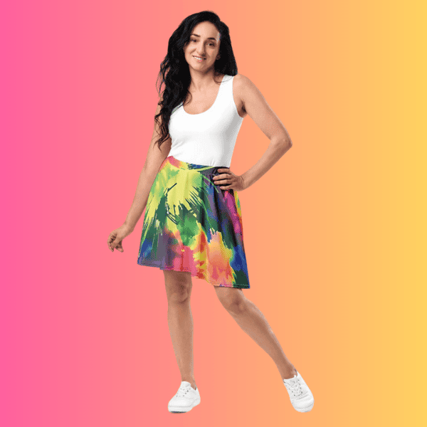 Vibrant Neon Tie-Dye Skater Skirt - Ultimate Festival Essential for Ravers