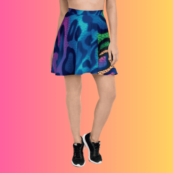 Neon Leopard Skater Skirt for Raves and Festivals