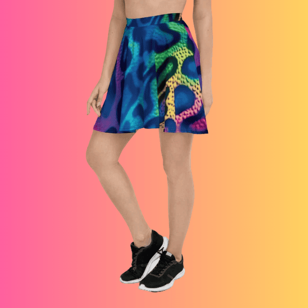 Neon Leopard Skater Skirt for Raves and Festivals