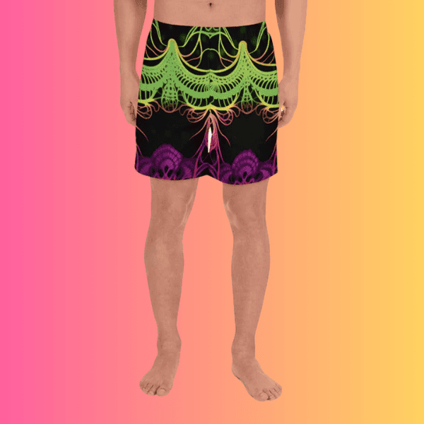 Vibrant All-Over Print Unisex Athletic Long Shorts for Rave Festivals