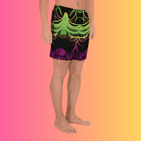 Vibrant All-Over Print Unisex Athletic Long Shorts for Rave Festivals