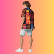 Funky Plaid Button-Up Shirt for Raves & Festivals